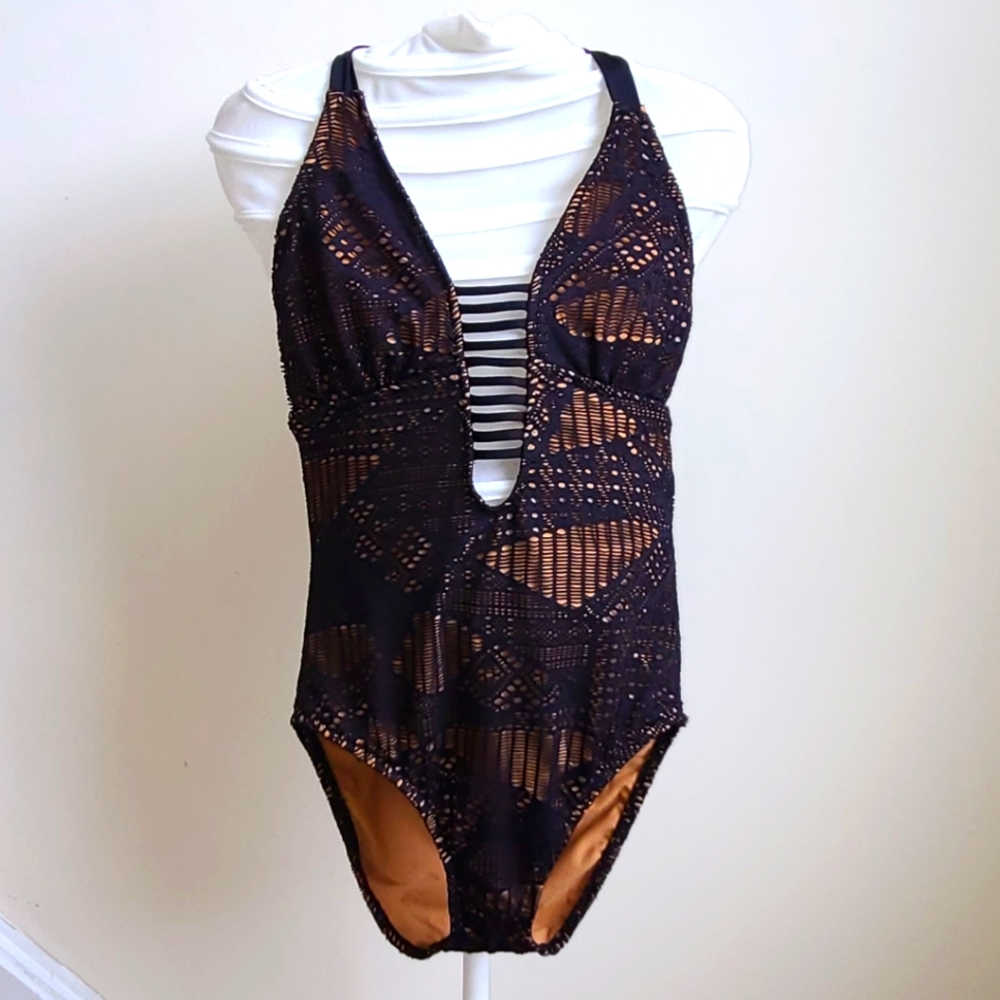 Nude & Black Lace Monokini